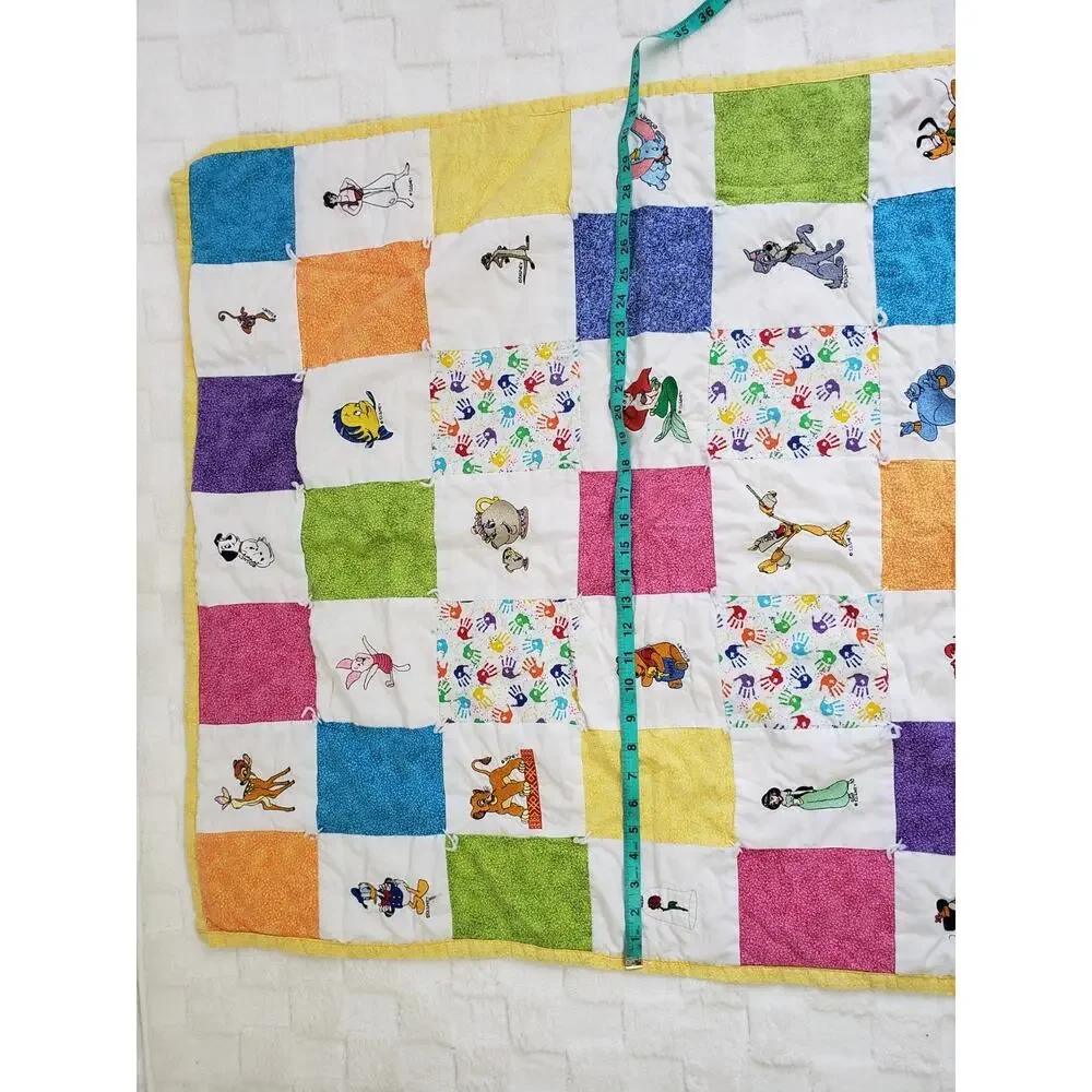 Vintage Disney Baby Crib Quilt Embroidered Cottagecore 37x32
